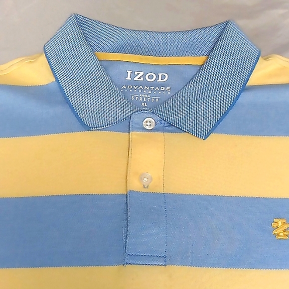 Izod Advantage Performance..Striped Polo..Sz XL.. Light Blue&Yellow - Picture 4 of 6